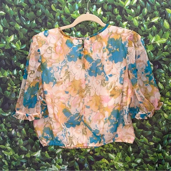 NWT WALTER BAKER pleated neckline cropped blouse women’s Large $178 - Picture 7 of 7